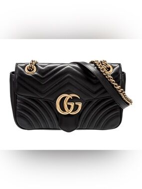 Gucci Black GG  Marmont medium shoulder bag